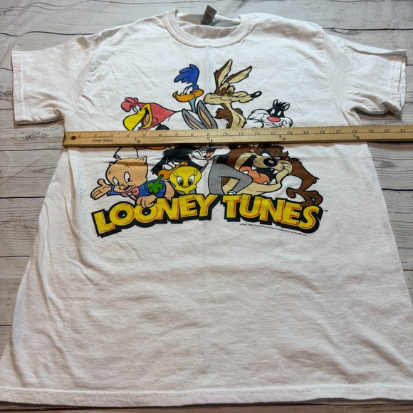 Looney Tunes Graphic Print Shirt‎ by Gilden Heavy Cotton White Men's Size Medium - Picture 5 of 9